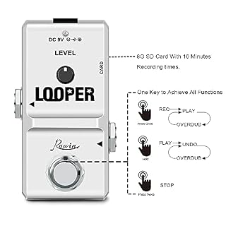 Rowin Looper Guitar Pédales à effet boucle électrique avec port de carte mémoire, boucles illimitées 10 minutes d… - Les Beatles, Paul McCartney, John Lennon, RIngo Starr, George Harrison Rowin Looper Guitar Pédales à effet boucle électrique avec port de carte mémoire, boucles illimitées 10 minutes d… – Image 2