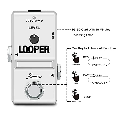 Rowin Looper Guitar Pédales à effet boucle électrique avec port de carte mémoire, boucles illimitées 10 minutes d… - Les Beatles, Paul McCartney, John Lennon, RIngo Starr, George Harrison Rowin Looper Guitar Pédales à effet boucle électrique avec port de carte mémoire, boucles illimitées 10 minutes d… – Image 3