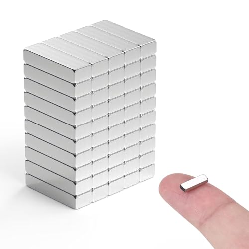 Image of rhinocats 100Pcs Small Strong Magnets, Powerful Mini Magnets ，Tiny Rectangular Magnetic Bar for Crafts Office DIY Tool Storage,10x3x2mm