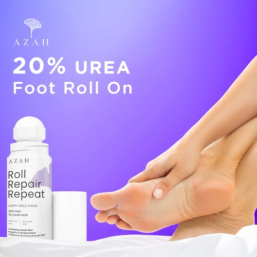 Image of Azah 20% Urea Foot Roll on for Cracked Heels [50 ML] | 2% Lactic Acid, Olive Oil & Vitamin E | Dry and Crack Heel Repair Foot Cream | Exfoliates Dead Skin & Moisturise Repairs Rough Feet