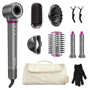 okaydeer 7-in-1 Hairstyler, Airstyler, Lockenstab Auto-Wrap, Ionen Föhn, Keine Hitzeschäden, Schnelltrocknendes & Flusenfrei Styling, Professioneller Rundbürstenföhn, Glätteisen mit Reisetasche