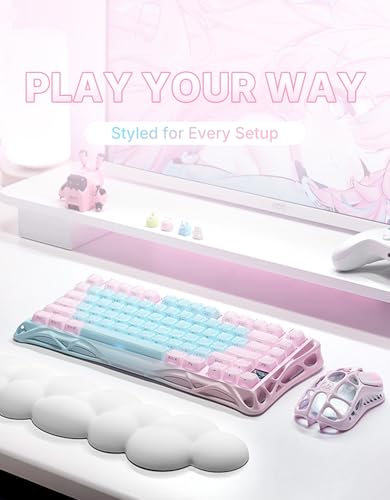 Image of GravaStar Mercury K1 Lite 75% Gaming Keyboard, 2.4GHz /BT /Wired Tri-Mode Wireless Keyboard, Gasket Hot Swappable Mechanical Keyboard, Pre-lubed Linear Switches, Jelly Keycaps, RGB Backlit【Aurora Mist】