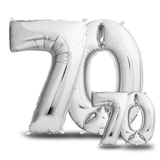 Globos de Cumpleãnos 70 Plateado - 101 CM + 40 CM Globos 70 Años - Globos Numero 70 - Decoracion 70 Cumpleaños Mujer Hombre - Globos Numeros Gigantes Para Fiestas - Vuelan con Helio