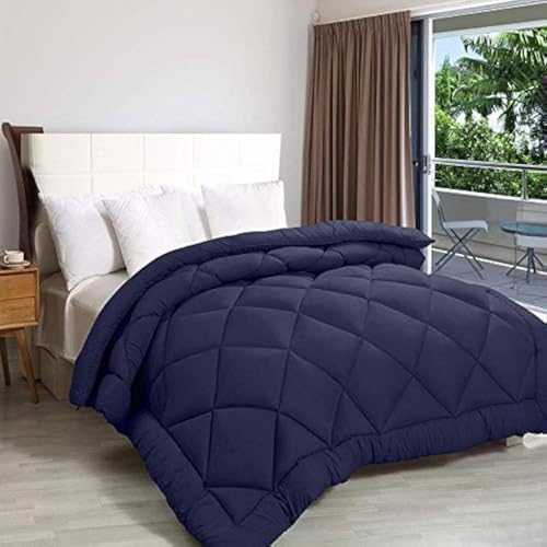 Microfiber Heavy Winter Single Bed Quilt (Navy Blue, 60x90 Inch, Skin_Friendly) | TC - 400