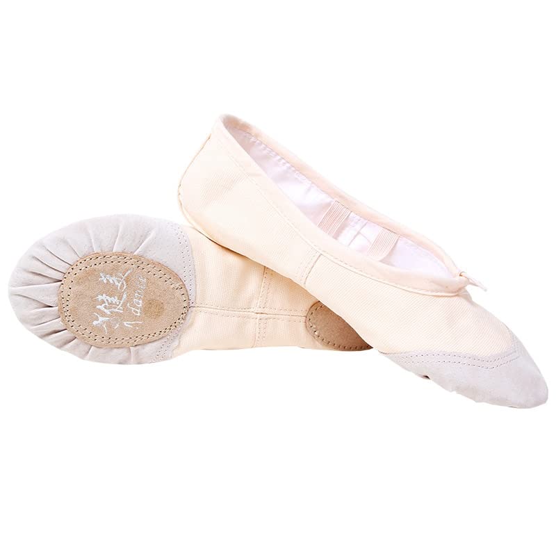 Zapatos de Baile de Ballet para niñas Zapatillas de Ballet de Suela Blanda de Lona para niños Zapatos de práctica cómodos para niños Zapato de Bailarina para Mujeres (Color : Beige, Tamaño del zapat