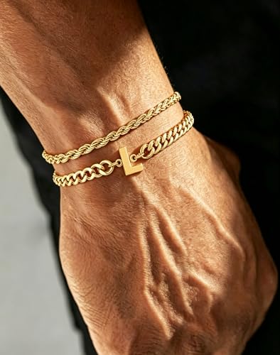 Pulsera para Hombre Cadena Cubana Ajustable Dorada miniatura 2