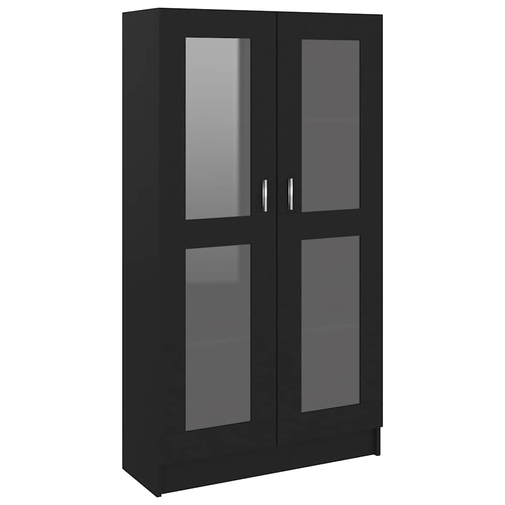Fengshui Vitrina negra de madera 82,5 x 30,5 x 150 cm, con 4 compartimentos espaciosos y 2 puertas, ofrece mucho espacio de almacenamiento para libros, revistas y decoración.