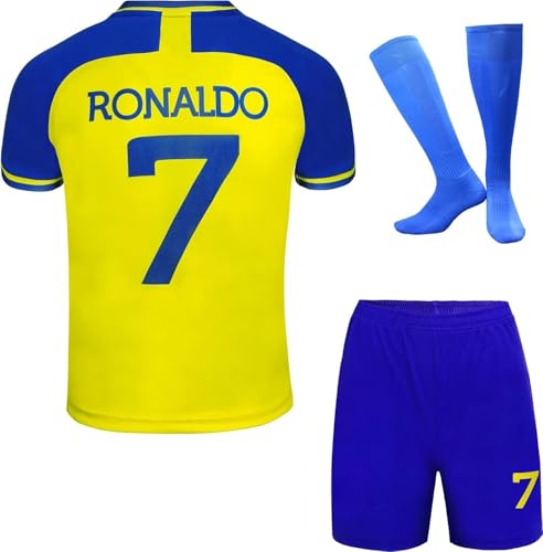 metekoc Heim Ronaldo #7 Football Fußball Kinder Trikot Shorts Socken Jugendgrößen (Heim,24)