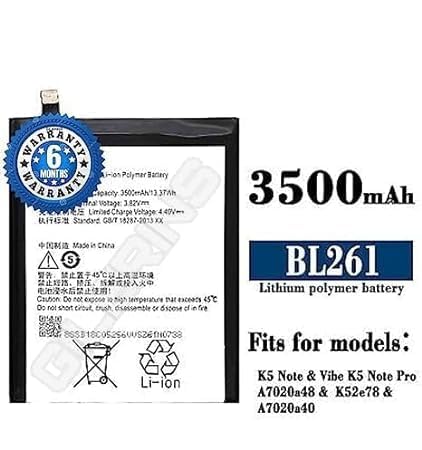 Image of Original BL261 Battery for Lenovo Vibe K5 Note /Lemon K5 Note A7020A40 / A7020A48 / K52T38 / K52E78 Battery with 6 Month Warranty**** (V15)