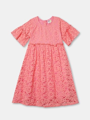 Image of ZION Girls Lace Dress with Bell Sleeves & Ruffles | Perfect for Every Occasions | 2-14 Years, Multiple Colors