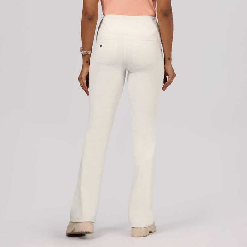 Image of BlissClub Ultimate Flare Pants for Women Upto 5'4 ft | Ribbed Waistband, 4 Pockets | High Waist Trousers and Formal Pants for Office wear