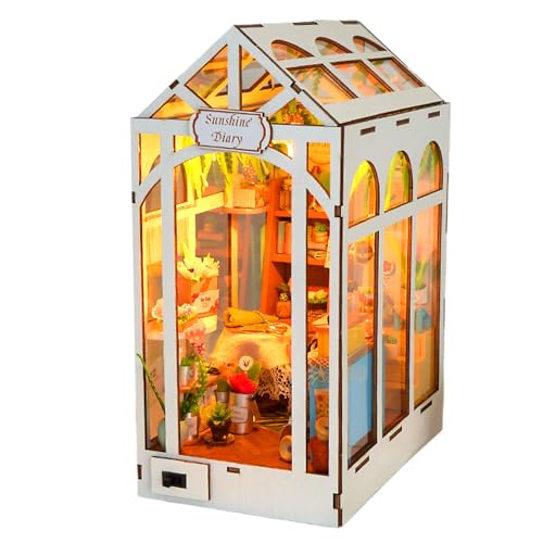 Kit de serre miniature en bois résistant pour décoration de bibliothèque et bricolage créatif