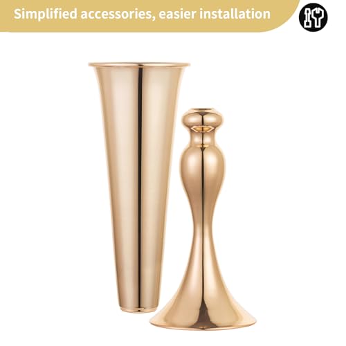 NUPTIO Gold Tall Centerpiece Table: 21.9" Trumpet Vases for Wedding Metal Flower Stand for Party Decorations Set of 2 - Image 7
