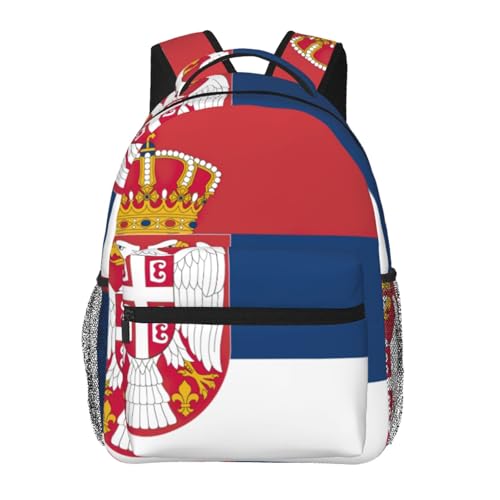 Mochila ligera y plegable con bandera de Serbia para viajes sin peso en la espalda