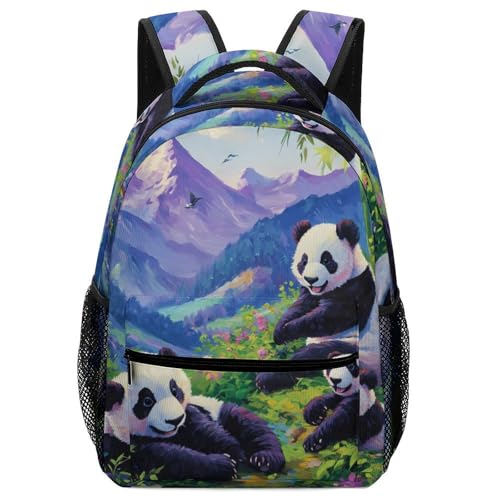Pandas Family Funny Backpack Casual Daypack Lightweight Shoulders Bag for Men Women Cute Print