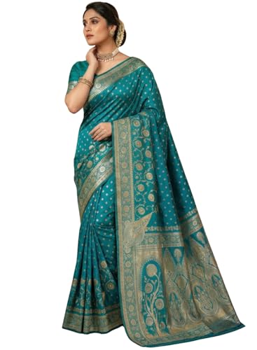 Image of C J Enterprise Women's Pure Soft Silk Saree With Blouse Piece For Wedding (Jiya)