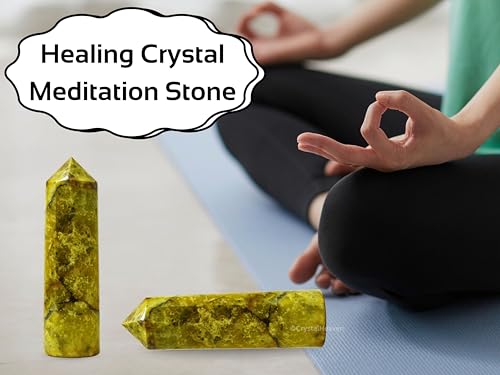 Image of Crystal Heaven Green Opal Crystal Tower Obelisk Point For Chakra, Healing And Balancing - Aaa Grade Original Certified Gemstone Agate For Reiki Meditation Yoga Spiritual (3-4 Inches)