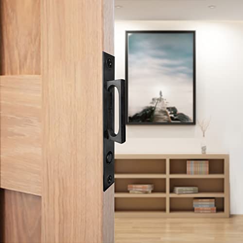 senharvest Pocket Door Edge Pull - Sliding Door Pull Handles Hardware,Pockets Hidden On The Side Pop-up Door Handles,Pull Ring is Larger and Easier to Use Black 1 Pack