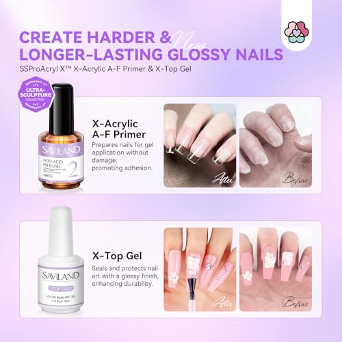Image of SAVILAND Professional Acrylic Nail Kit with Drill: Nail Kit Acrylic Set with 4OZ High Volumn EMA Monomer Nail Table Mat Essential Oil Nail Brush Nail Drill Kit Nail Extension Carving Women DIY Salon