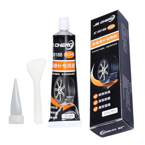 NHQZ 2 Piezas Pegamento Vulcanizante 100 Ml, Reparación de Neumáticos de Coche, Tubo de Aluminio 50 Ml, Se Suministra con Boquilla y Rascador, Adecuado para Grietas, Agujeros y de Varios Neumáticos
