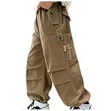 子供服 ロングパンツ ジュニア 長ズボン 男の子 ワイドカーゴパンツ カジュアルパンツ 通気 快適 ポケット付 ダボダボ 子供のストリートダンス ステージ 登山 ルームウェア お出掛け 中学生 (カーキ，160)