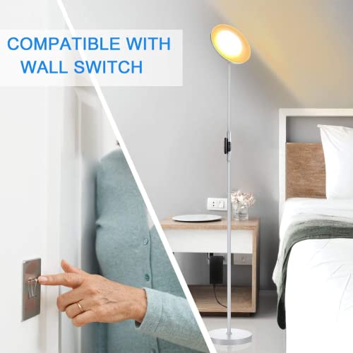 Image of JOOFO Floor Lamp,30W /2400LM Sky LED Modern Torchiere 3 Color Temperatures Super Bright Floor Lamps-Tall Standing Pole Light with Remote & Touch Control for Living Room,Bed Room,Office(Platinum Silver)