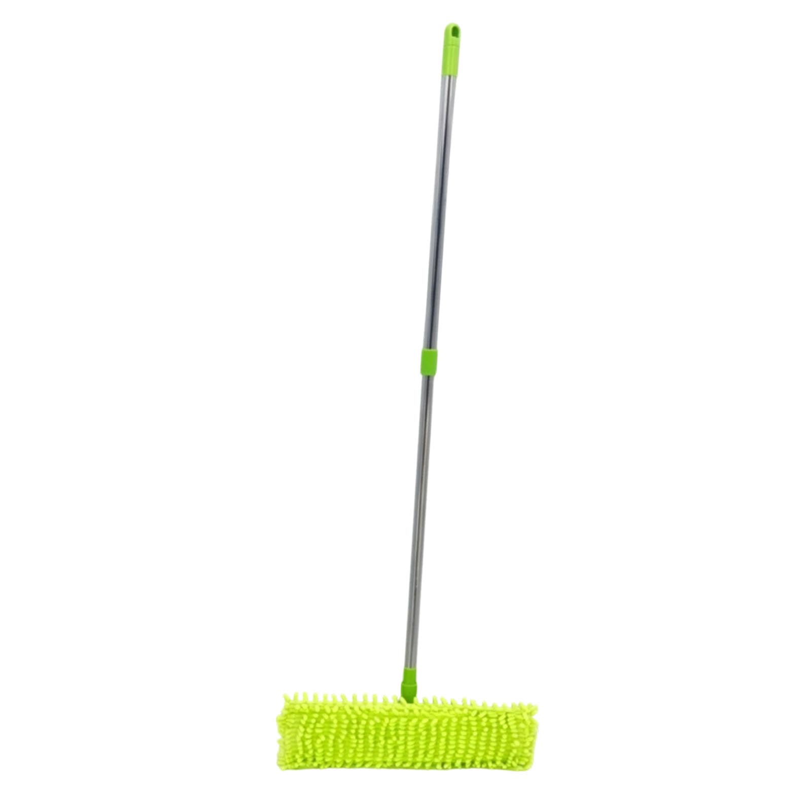 GOWENIC Fregona Plana de Secado Húmedo con Almohadillas de Chenilla, Fregona para Limpieza de Suelo Desmontable, de Lavado Reutilizable de Secado Rápido para Uso Doméstico (Green)