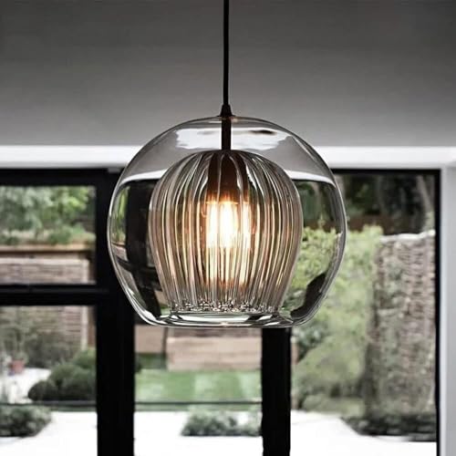 Lámpara colgante de vidrio moderna con cabezal LED individual para barra de restaurante