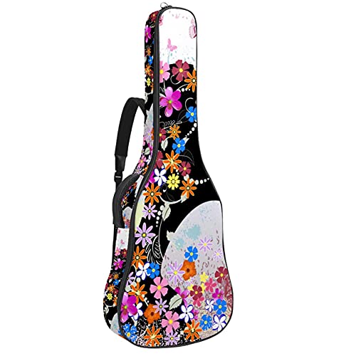 Sac de transport pour guitare folk classique basse moins 106 cm housse rose fée papillon réglable