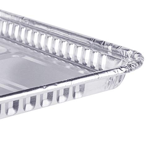 (20 Pack) 1/2 Cookie Sheet Baking Cake Pans l 17.7” x 13” Disposable Aluminum Foil Trays l Premium Heavy Duty Nonstick Baking Sheets Reusable