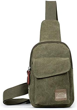 Leisure Men's Crossbody Bags Canvas One Shoulder Backpack Oblique Chest Pack Fashion Shoulder Bag (Army Green)