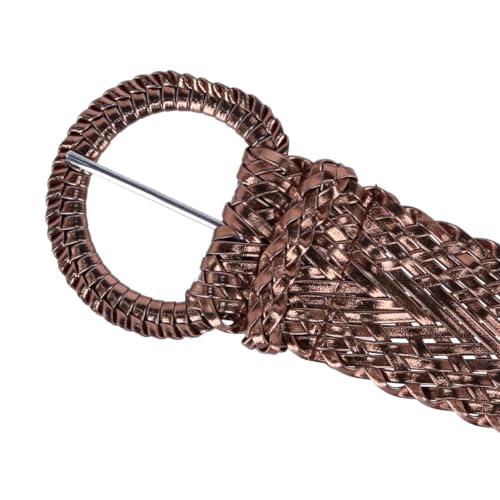 CTM Women's Braided Wide Belt with Matching Buckle3