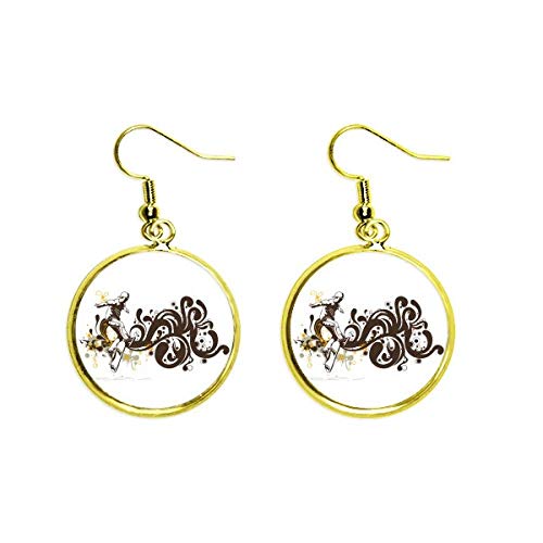 Pendientes de esqui estilo drop earring con patrón de flores para mujer