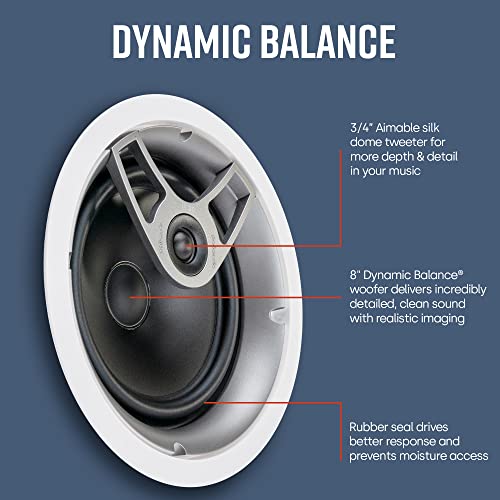 Image of Polk Audio MC80 2-Way in Ceiling Speaker, 8 inch (Single) | Dynamic Built-in Audio | Perfect for Humid Indoor /Enclosed Areas | Bathrooms, Kitchens, Patios | White