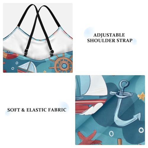 Anchor Sailboat Starfish Girls One Piece Swimsuits Summer Quick Dry Beach Bathing Suit4