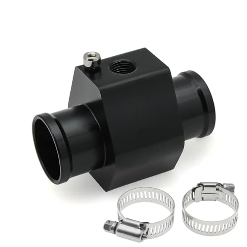 BYYOUIV Temperature Gauge Radiator Sensor Adapter with Hose Clamps for Water Temp Joint Pipe (40mm)
