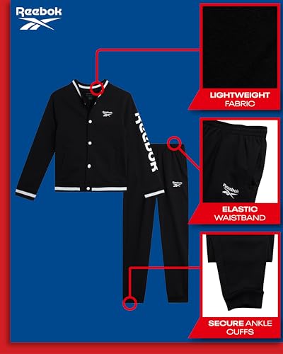 Reebok Boys' Active Tracksuit Set - 2 Piece Performance Fleece Varsity Jacket and Jogger Sweatpants for Boys (Sizes: 8-12)2