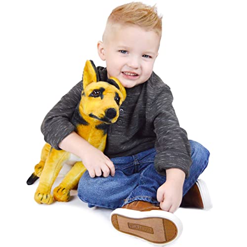 Image of Tickles German Shepherd Dog Soft Stuffed Plush Animal Toy for Kids Boys Girls (Size: 44 cm Color: Black and Brown)
