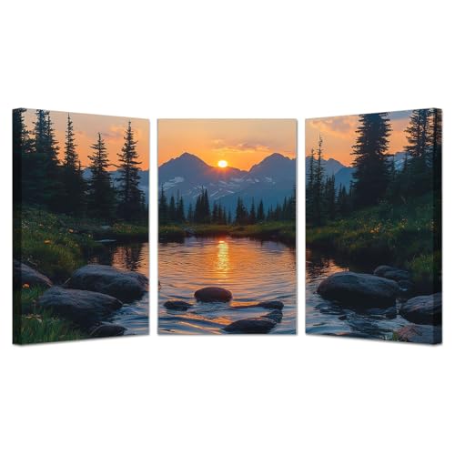 Tableau decoration murale moderne paysage orange grand format encadré pour salon