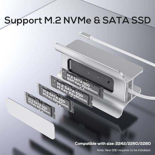 Image of USB C Hub for Mac mini, 5 in 1USB Hub Adapter Support M.2 NVMe SSD Expand, Docking Station with 2 USB C 10Gbps, SD /TF Card Reader, M.2 SSD (Not Included)