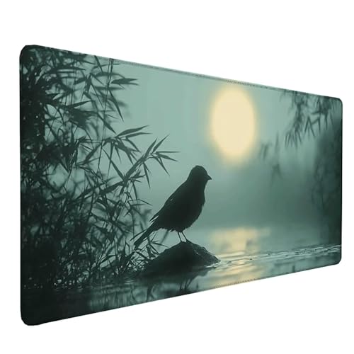 Tapis de souris XXL oiseau pour bureau gamer et setup informatique moderne