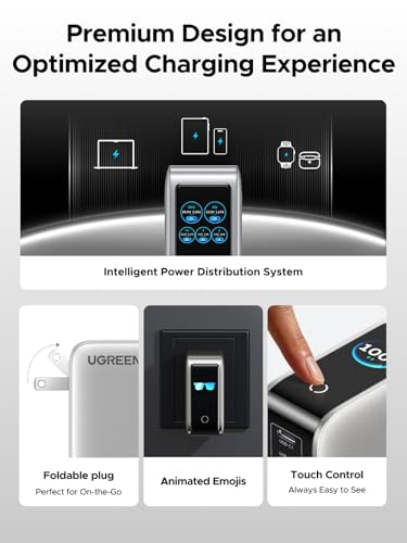 Image of UGREEN Nexode Pro 100W GaN USB C Charger, 5-Port Fast Type-C Wall Charger Block with Smart Display Compatible with MacBook Pro /Air, iPhone 17 /16 Series, Galaxy, iPad Pro, Steam Deck