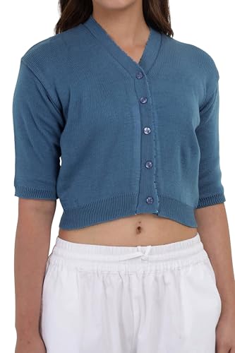 Image of Women Winter Wear V-Neck Half Sleeves Regular Fit Woollen Blouse