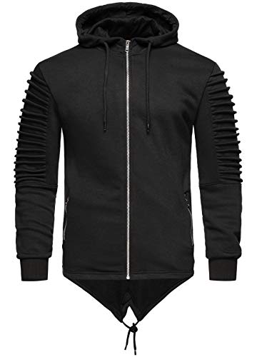 Preisvergleich Produktbild Rock Creek Herren Hoodie Cardigan Sweatjacke mit Kapuze Kapuzenpullover Pullover Herrenjacke Übergangsjacke H-161 Schwarz S