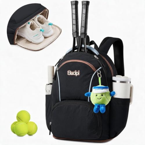 Sucipi Tennis Bag,Large Tennis Pickleball Backpack for Women Hold 2 Rackets