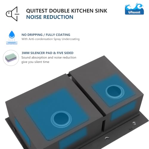 Image of 33 Inch Drop In Double Bowl Kitchen Sink, 33x22 Inch 60 /40 Topmount Workstation Sink, 16 Gauge Stainless Steel Double Basin with Included Cutting Board