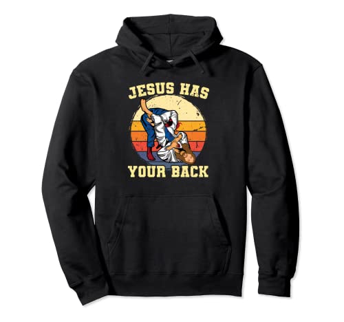 Jesus has your back bjj brazilian jiu jitsu felpa con cappuccio