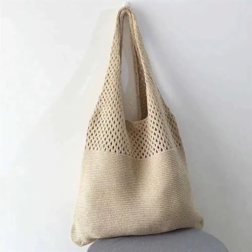 Bolso de playa tejido a ganchillo, tipo tote con asa para hombro, bolso cruzado de verano para mujer miniatura 1