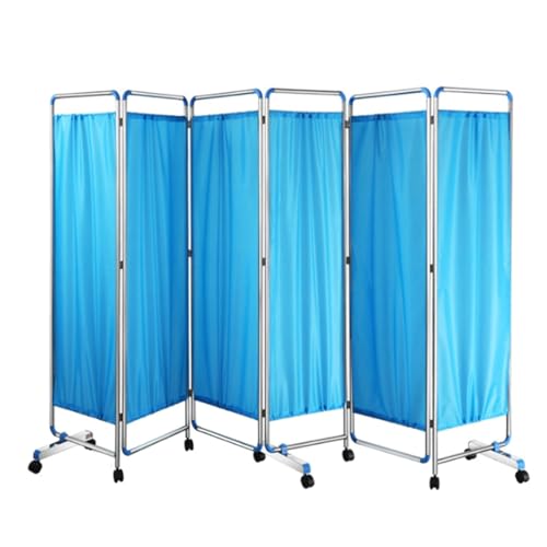 6 Panel Rolling Medical Privacy Screen On Wheels, 6ft Tall Foldable Room Divider Clinic/Patient/Exam Room Temporary Fence