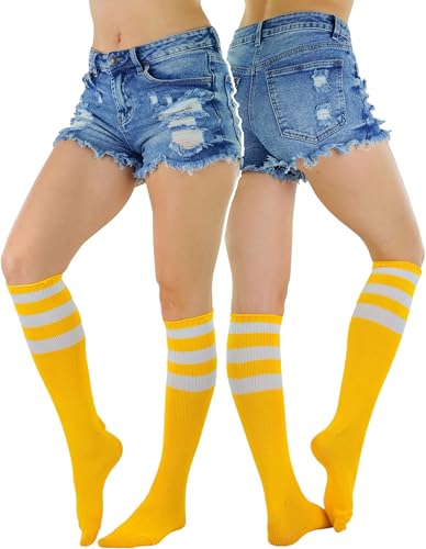 Image of ToBeInStyle Women's Premium Below Knee Athletic Socks w /Contrasting Wide Stripes